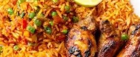 Regular jollof rice and chicken